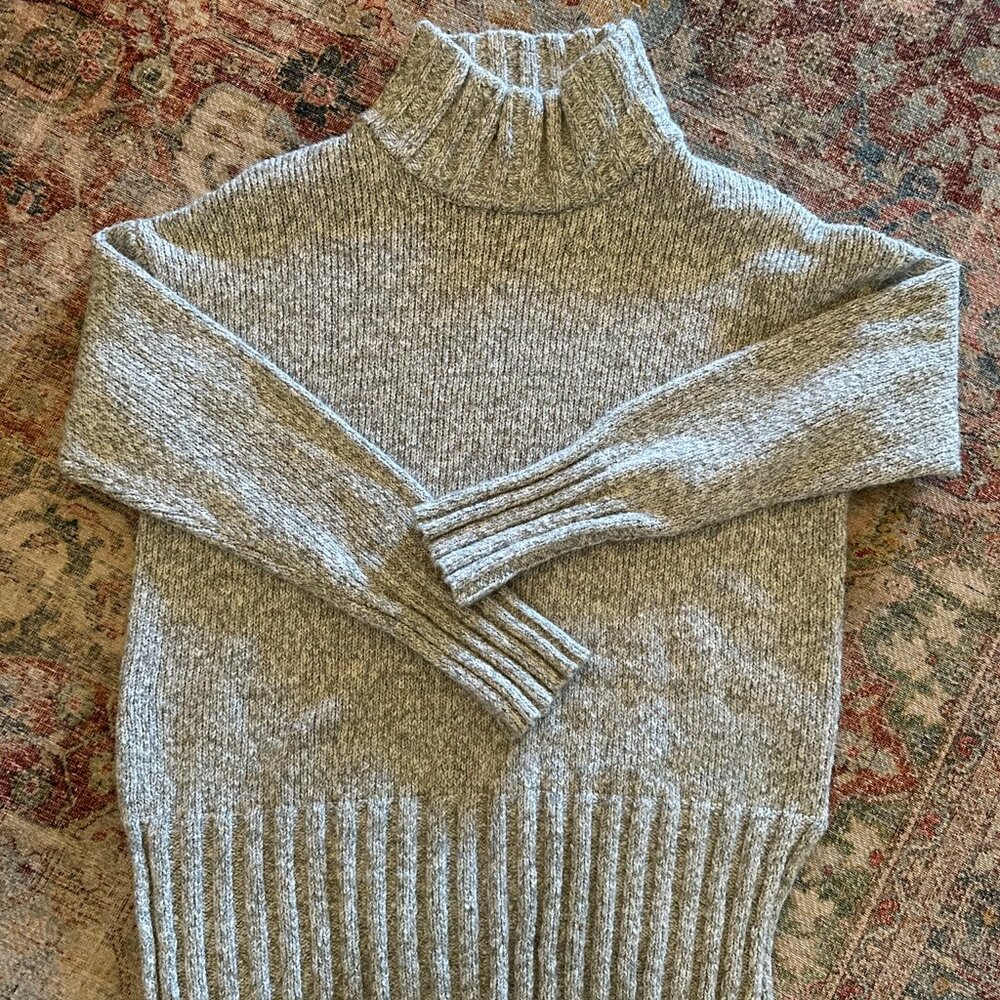 EDDIE BAUER WOMEN'S FUNNEL NECK SWEATER GRAY SIZE LARGE